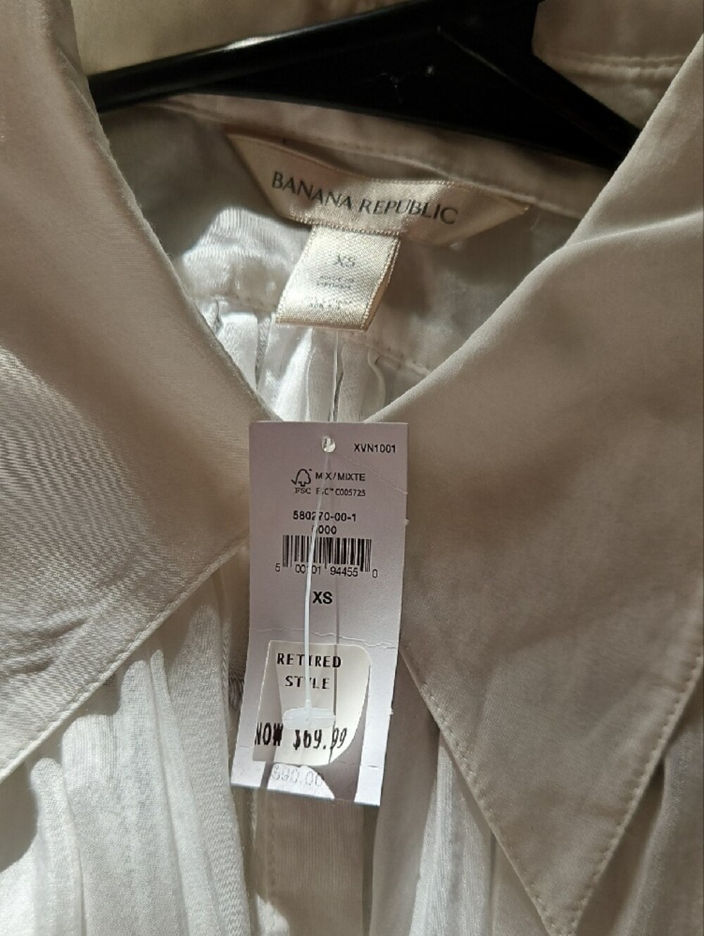 Banana Republic WHITE Button-Front Blouse with Collar - Picture 2 of 2